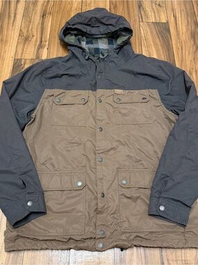 Hippytree Jacket Mens Large Surf & Stone Flannel Lined Button Up Hooded *Read